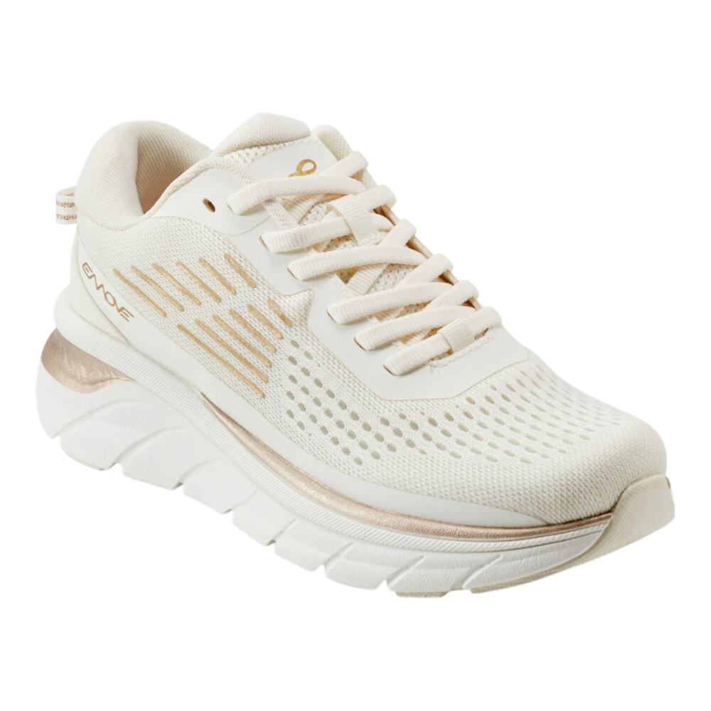 Easy Spirit Women's Mel EMOVE Walking Sneakers Ivory & Gold Size 10
